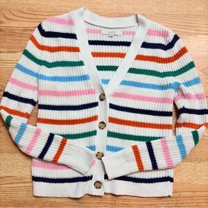 LOFT Colorful Striped Cardigan Sweater Size Small